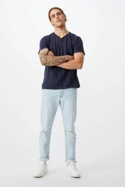 Essential Henley T-Shirt TRUE NAVY -Mens Clothing Store 341302 76 4