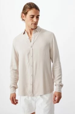 Cayman Long Sleeve Shirt STONE -Mens Clothing Store 3610530 03 1