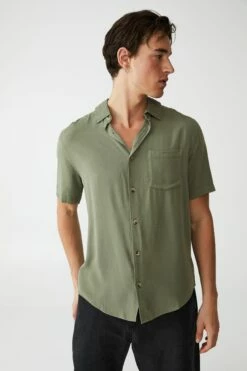 Cuban Short Sleeve Shirt WASHED BLACK -Mens Clothing Store 3610563 37 2