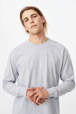 Tbar Long Sleeve T-Shirt LIGHT GREY MARLE -Mens Clothing Store 3610652 11 4