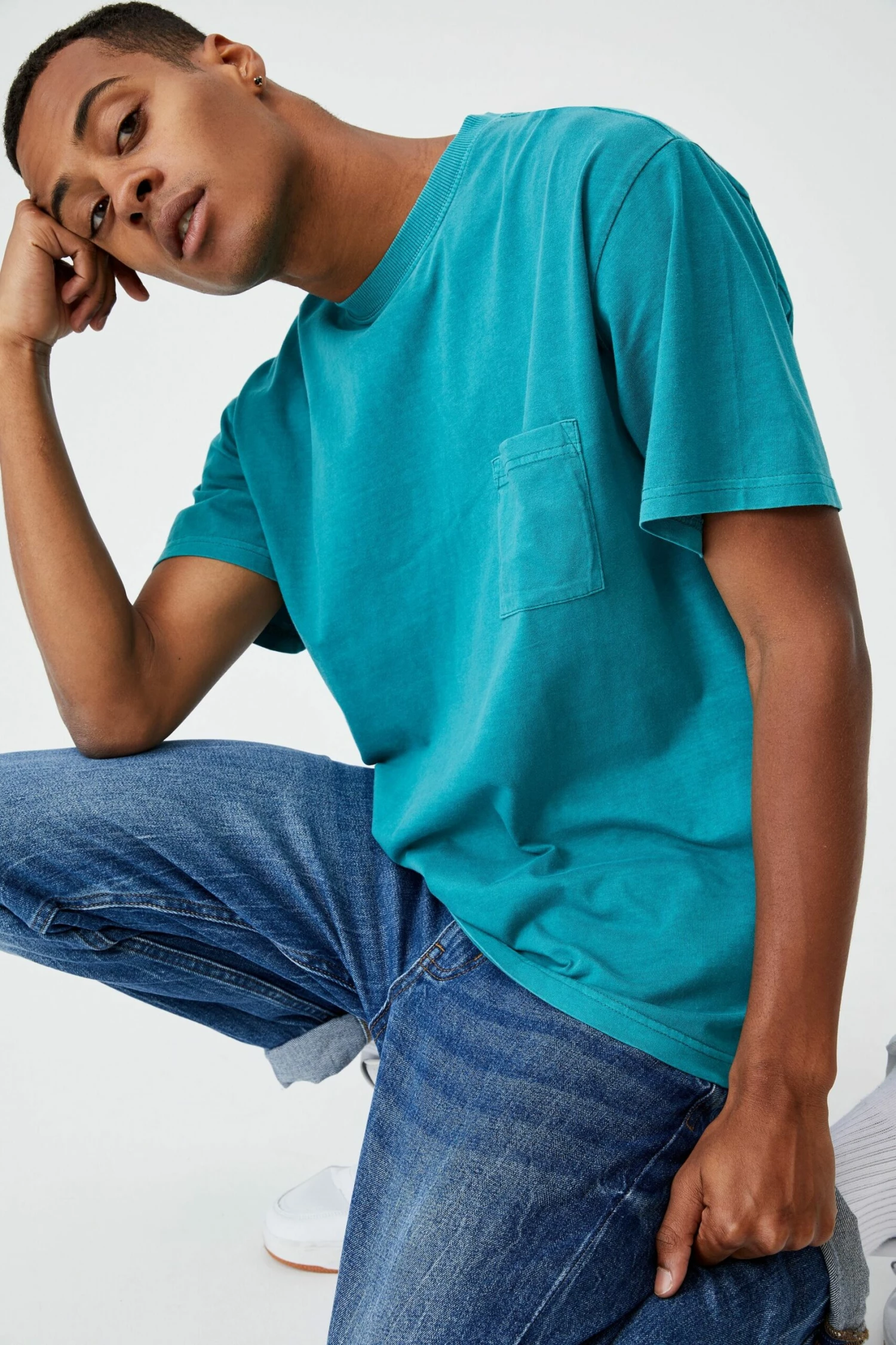 Washed Pocket T-Shirt CHALK BLUE 1 Washed Pocket T-Shirt CHALK BLUE