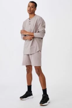 Longline Scoop Henley Long Sleeve T-Shirt DUSK -Mens Clothing Store 3610781 06 3