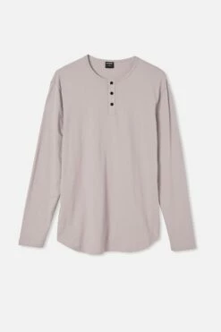 Longline Scoop Henley Long Sleeve T-Shirt DUSK -Mens Clothing Store 3610781 06 5