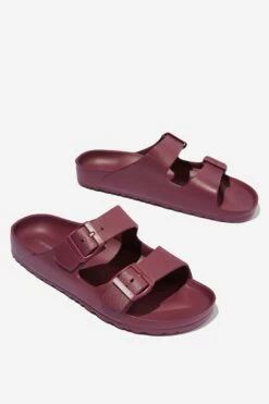 Eva Double Buckle Sandal BURGUNDY -Mens Clothing Store 3610846 02 2 1