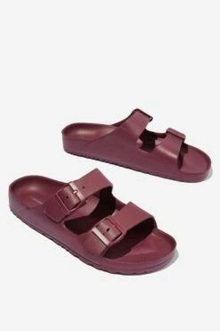 Eva Double Buckle Sandal BURGUNDY -Mens Clothing Store 3610846 02 2