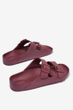 Eva Double Buckle Sandal BURGUNDY -Mens Clothing Store 3610846 02 3
