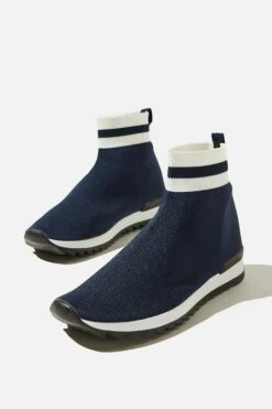 Mens Clothing Store 21 Dresden Knitted Sneaker Boot BLUE/WHITE STRIPE