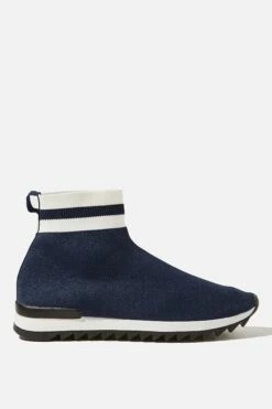 Dresden Knitted Sneaker Boot BLUE/WHITE STRIPE -Mens Clothing Store 3610855 02 3