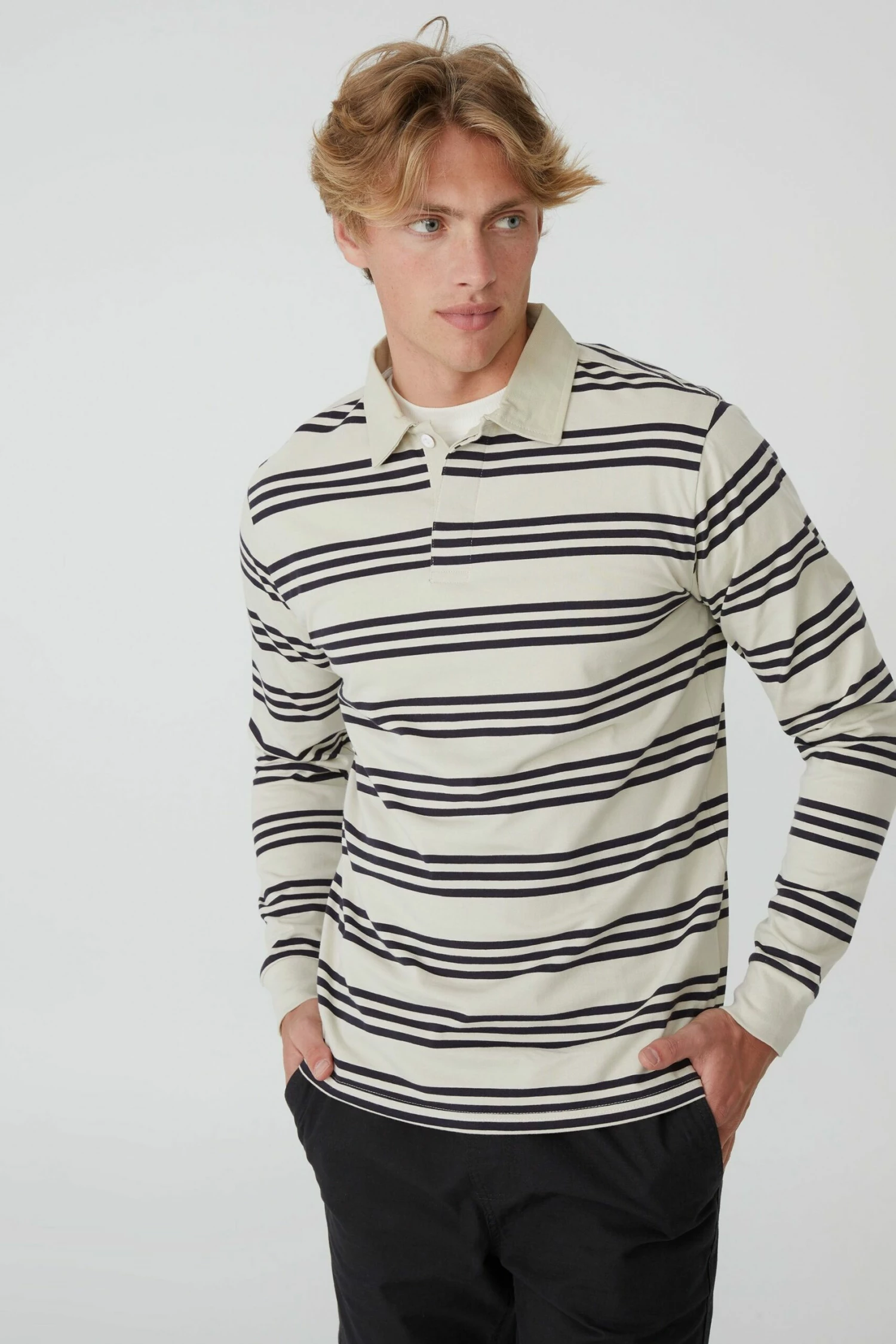 Rugby Long Sleeve Polo DIRTY PINK MICRO STRIPE 11 Rugby Long Sleeve Polo DIRTY PINK MICRO STRIPE - Image 11