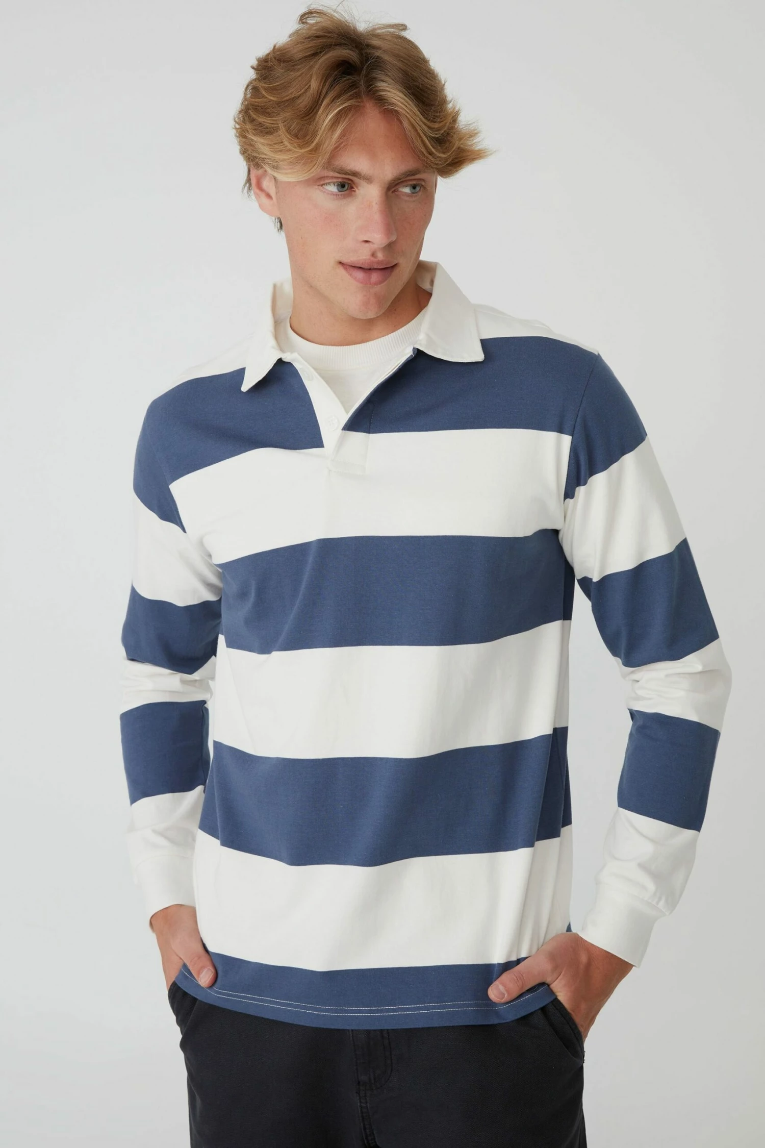 Rugby Long Sleeve Polo DIRTY PINK MICRO STRIPE 7 Rugby Long Sleeve Polo DIRTY PINK MICRO STRIPE - Image 7