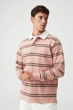 Rugby Long Sleeve Polo DIRTY PINK MICRO STRIPE 29 Rugby Long Sleeve Polo DIRTY PINK MICRO STRIPE -Mens Clothing Store 3610902 64 1