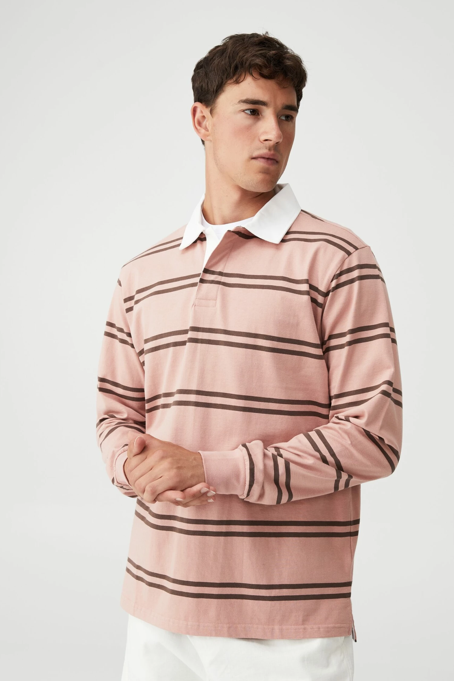 Rugby Long Sleeve Polo DIRTY PINK MICRO STRIPE 14 Rugby Long Sleeve Polo DIRTY PINK MICRO STRIPE - Image 14
