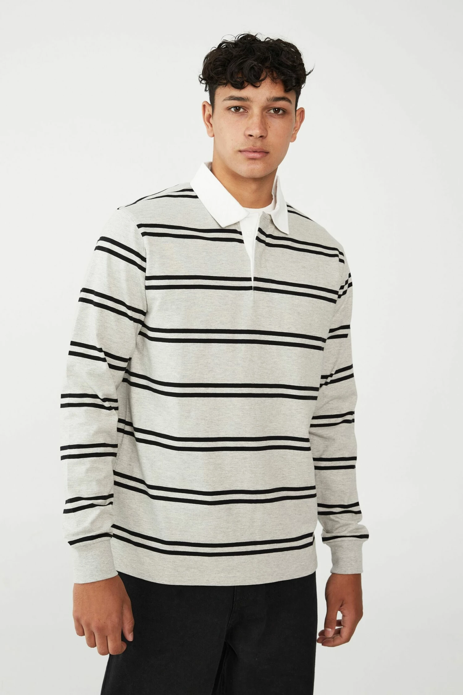 Rugby Long Sleeve Polo DIRTY PINK MICRO STRIPE 3 Rugby Long Sleeve Polo DIRTY PINK MICRO STRIPE - Image 3