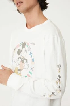 Tbar Collab Long Sleeve T-Shirt LCN DIS VINTAGE WHITE / MICKEY MOUSE FLAGS -Mens Clothing Store 3610939 41 4