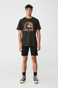 Tbar Collab Pop Culture T-Shirt LCN WB WASHED BLACK/MORTAL KOMBAT - FINISH HI -Mens Clothing Store 3610940 93 1