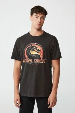 Tbar Collab Pop Culture T-Shirt LCN WB WASHED BLACK/MORTAL KOMBAT - FINISH HI -Mens Clothing Store 3610940 93 2 1