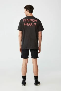 Tbar Collab Pop Culture T-Shirt LCN WB WASHED BLACK/MORTAL KOMBAT - FINISH HI -Mens Clothing Store 3610940 93 3