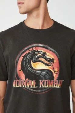 Tbar Collab Pop Culture T-Shirt LCN WB WASHED BLACK/MORTAL KOMBAT - FINISH HI -Mens Clothing Store 3610940 93 4