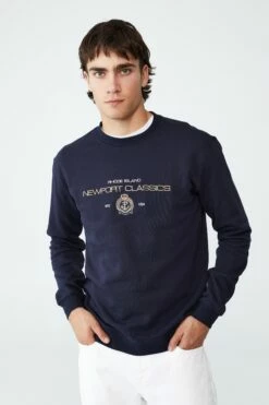 Graphic Crew Fleece LIGHT GREY MARLE/NYC FOOTBALL -Mens Clothing Store 3610947 21 2 1