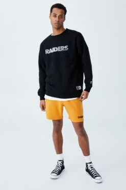 Active Nfl Oversized Crew Fleece LCN NFL BLACK/RAIDERS LOGO -Mens Clothing Store 3610949 11 1
