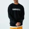 Active Nfl Oversized Crew Fleece LCN NFL BLACK/RAIDERS LOGO