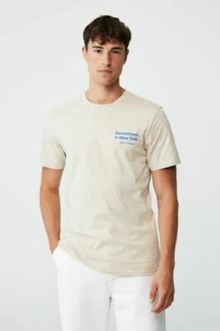 Tbar Text T-Shirt OATMEAL MARLE/SOMETIMES IN NEW YORK -Mens Clothing Store 3610951 81 2