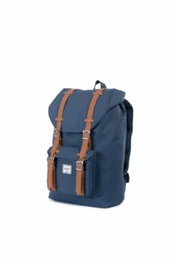 Herschel Little America Mid-Volume Backpack NAVY/TAN SYNTHETIC LEATHER -Mens Clothing Store 3611007 02 3