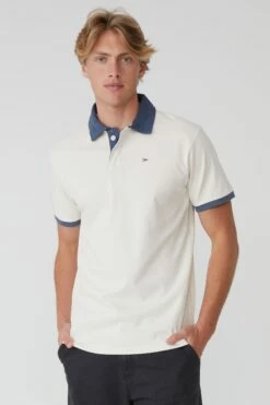 Short Sleeve Rugby Polo IVORY/WASHED BLACK STRIPE -Mens Clothing Store 3611131 16 2 1