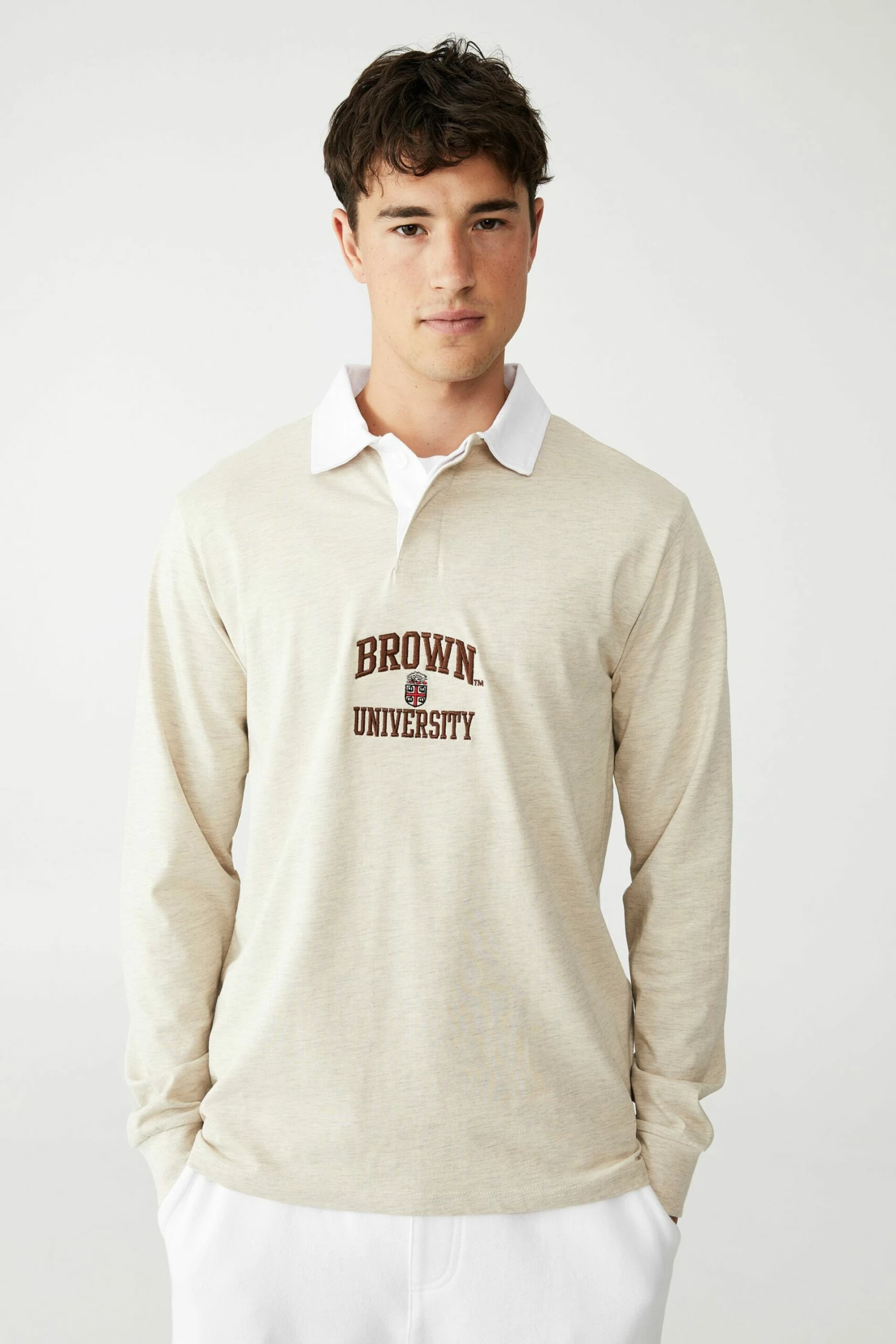 Rugby Collab Long Sleeve Polo LCN BRO OATMEAL MARLE / BROWN VINTAGE 4 Rugby Collab Long Sleeve Polo LCN BRO OATMEAL MARLE / BROWN VINTAGE - Image 4