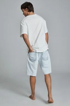 Loose Fit Short STONE LIGHT BLUE THRASHED REPAIR -Mens Clothing Store 3611204 01 4