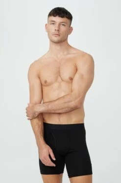 Mens Organic Cotton Long Leg Trunks DARK GREY MARLE/GREY MARLE -Mens Clothing Store 3611206 01 2 1