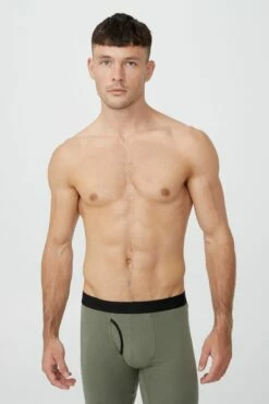 Mens Organic Cotton Long Leg Trunks DARK GREY MARLE/GREY MARLE -Mens Clothing Store 3611206 02 2