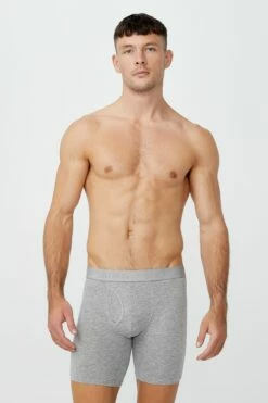 Mens Clothing Store 25 Mens Organic Cotton Long Leg Trunks DARK GREY MARLE/GREY MARLE