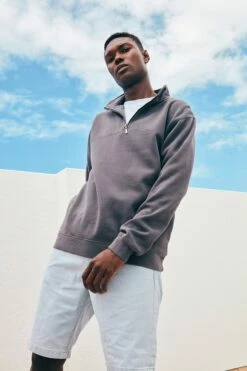 Quarter Zip Fleece CHOCOLATE BROWN -Mens Clothing Store 3611212 03 2 1