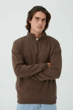Quarter Zip Fleece CHOCOLATE BROWN -Mens Clothing Store 3611212 14 2