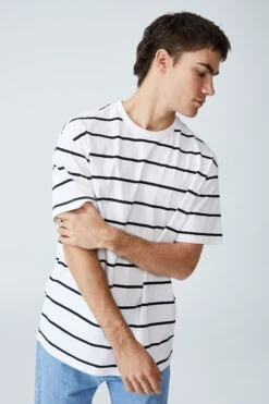 Loose Fit T-Shirt HAPPY LAVENDER TEXTURED STRIPE -Mens Clothing Store 3611213 11 2 1