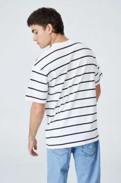 Loose Fit T-Shirt HAPPY LAVENDER TEXTURED STRIPE -Mens Clothing Store 3611213 11 3