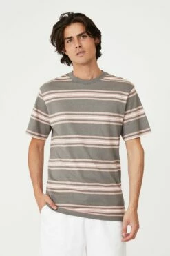 Loose Fit T-Shirt HAPPY LAVENDER TEXTURED STRIPE -Mens Clothing Store 3611213 18 2