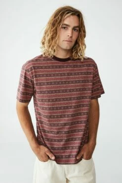 Loose Fit T-Shirt HAPPY LAVENDER TEXTURED STRIPE -Mens Clothing Store 3611213 19 2