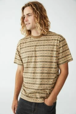 Loose Fit T-Shirt HAPPY LAVENDER TEXTURED STRIPE -Mens Clothing Store 3611213 21 2