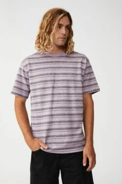 Loose Fit T-Shirt HAPPY LAVENDER TEXTURED STRIPE -Mens Clothing Store 3611213 25 2