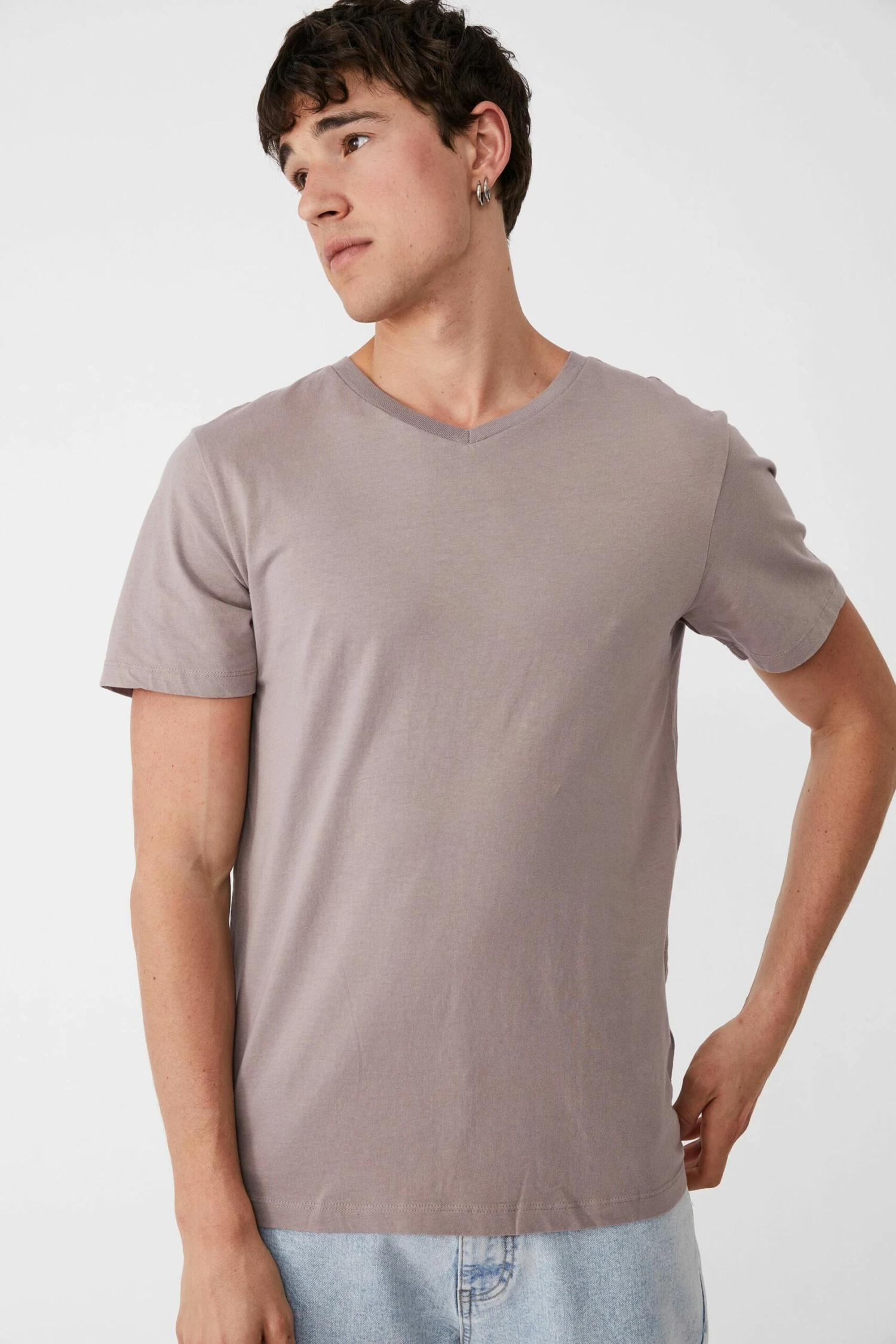 Organic V-Neck T-Shirt WASHED BRICK 3 Organic V-Neck T-Shirt WASHED BRICK - Image 3