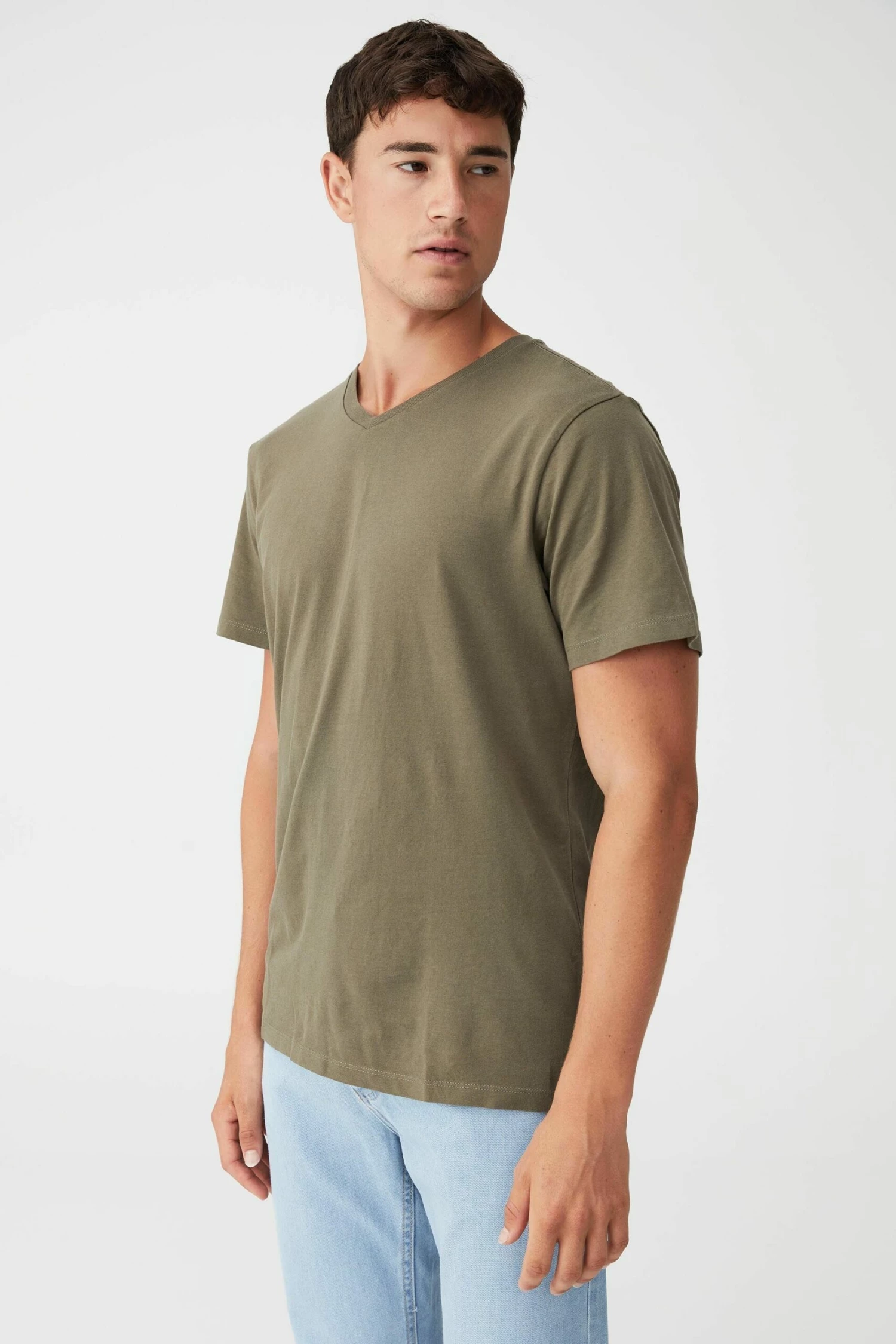 Organic V-Neck T-Shirt WASHED BRICK 2 Organic V-Neck T-Shirt WASHED BRICK - Image 2