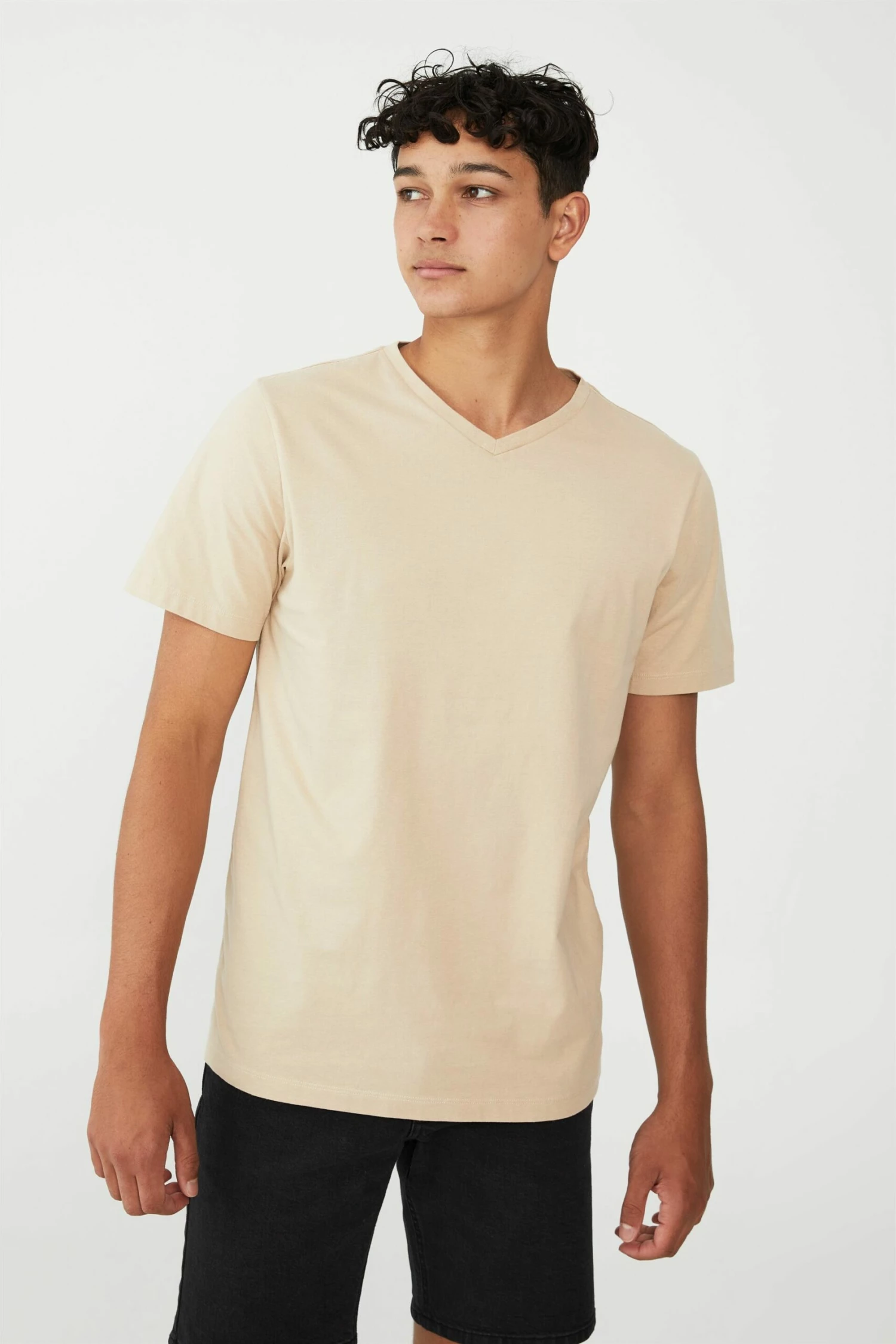 Organic V-Neck T-Shirt WASHED BRICK 1 Organic V-Neck T-Shirt WASHED BRICK