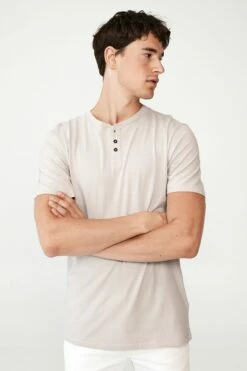 Organic Henley T-Shirt ICED LILAC -Mens Clothing Store 3611224 11 2