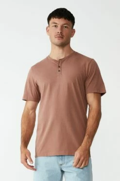 Organic Henley T-Shirt ICED LILAC