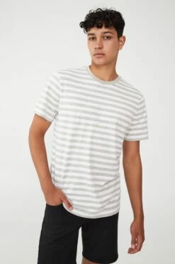 Organic Stripe T-Shirt WHITE BLACK EASY STRIPE -Mens Clothing Store 3611236 12 2 1