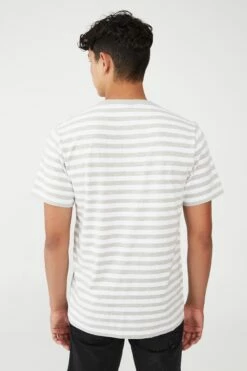 Organic Stripe T-Shirt WHITE BLACK EASY STRIPE -Mens Clothing Store 3611236 12 3