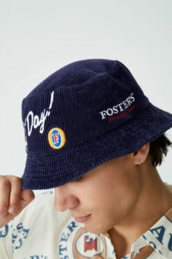Mens Clothing Store 4 Fosters Bucket Hat LCN FOS INDIGO/FOSTERS GDAY