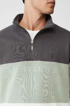 Quarter Zip Fleece GRAVEL STONE/ACADEMIE SPORTIVE -Mens Clothing Store 3611251 20 4